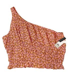 NWT BP Asymetrical Crop Tank Top Elastic Neckline Flowy Floral Bodycon‎ Size 1X